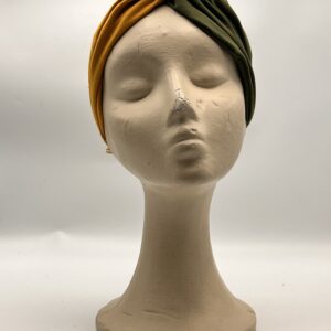 Turbante KIRA BICOLOR-mostaza& verde.