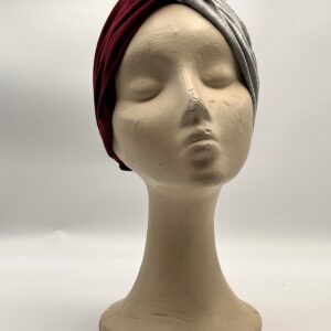 Turbante KIRA BICOLOR-gris & granate.