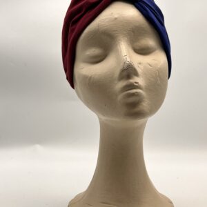 Turbante KIRA BICOLOR- granate & azul.